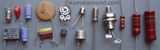 Discrete components: resistors, transistors, diodes, capacitors etc