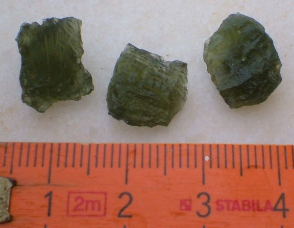 Three Moldavite fragments